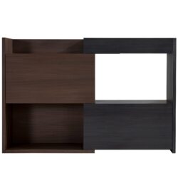 Modern Extendable & Rotating Cabinet With Drawer And Flip Doors For Versatile Storage - Black / Dark Walnut