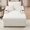 Single Sofa With Storage Space, Movable Ottoman, USB Ports, Cup Holders, Phone Holder Corduroy - Beige - Image 10