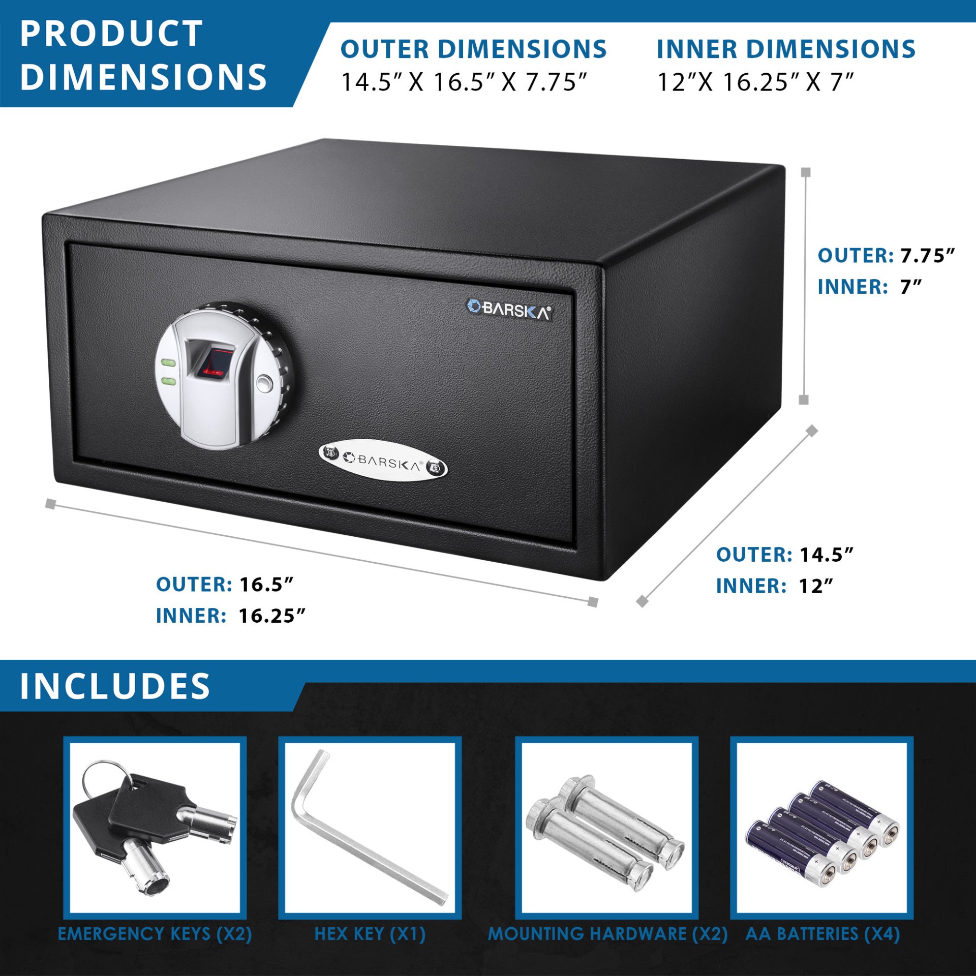 0 79 Cu Ft Biometric Security Safe - Black - Image 9