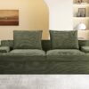 Nimbus - Oversized Full Foam 4 Seater Couch For Living Room Upholstered In Soft Corduroy, Wide Armrests - Green - Image 4