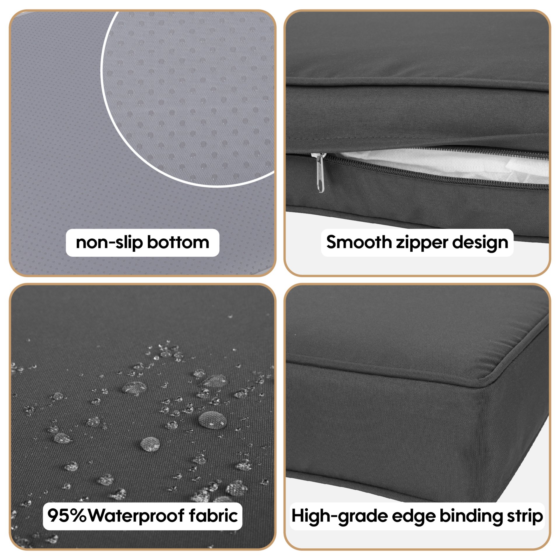 Cushion Covers For 7 Piece Wicker Sectional Sofa, 14 Pack Seat And Back Slipcovers With Zipper - Gray - Image 4