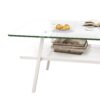 Rectangle Coffee Table, Tempered Glass Tabletop With Metal Legs, Modern Table For Living Room - Transparent / White - Image 6