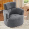 360 Degree Swivel Chair Upholstered Accent Barrel Chair With Adjustable Headrest, Berber Fleece - Gray - Image 9