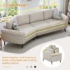 Upholstered 3 Seater Curved Sofa With Printed Pillows Chenille - Beige - Image 5