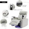 270 Degree Power Swivel Recliner, Home Theater Seating With LED Light Strip, Cup Holder, 360 Degree Swivel Tray Table, And Cell Phone Holder Chair - Gray - Image 4