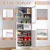 Metal Kitchen Pantry Cabinet Tall Storage With Adjustable Shelves, Heavy Duty Stainless Steel Frame - White - Image 7