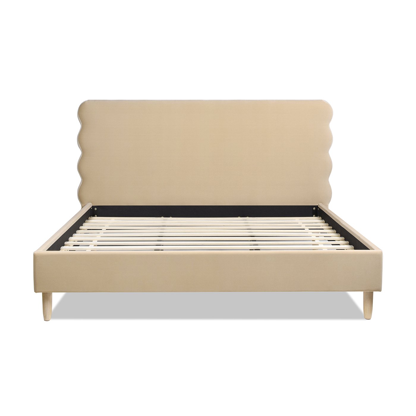 Stockholm - King Modern Wavy Headboard Platform Bed - Fawn Brown - Image 5