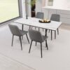 Modern Extendable Dining Table And Chair Set, Elegant Table Chairs, Metal Base - Gray / White - Image 13