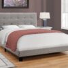 Queen Size Bed, Upholstered, Transitional - Gray - Image 5