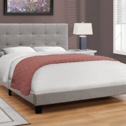 Queen Size Bed, Upholstered, Transitional - Gray