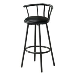 Swivel Barstool With Bar Height Leather Look (Set of 2) - Black