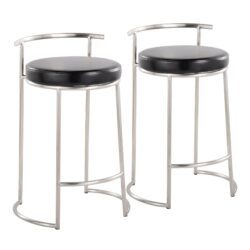 Fuji - Round Contemporary Fixed Height Counter Stool (Set of 2) - Black