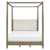 Queen Canopy Bed Frame With Upholstered Headboard - Brown - Image 4