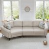 Upholstered 3 Seater Curved Sofa With Printed Pillows Chenille - Beige - Image 3