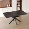 Modern Mid Century Extendable Dining Table With Metal X Shape Legs Top - Black - Image 4