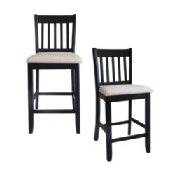 Transitional Rubberwood Dining Room Chairs (Set of 2) With Slatted Back - Black