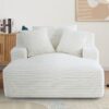 Cloudline - Oversized Chaise Lounge Chair In Soft Corduroy, Modern Comfy Couch With Full Foam Cushioning, Cozy Sleeper Sofabed For Living Room - Ivory - Image 4