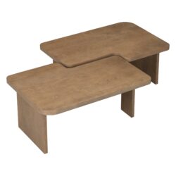 Modern Minimalist Coffee Table Set, Rectangle Coffee Table With Splicing Design, Multifunctional Combination Table For Living Room - Natural
