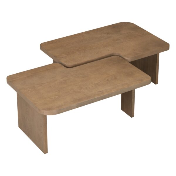 Modern Minimalist Coffee Table Set, Rectangle Coffee Table With Splicing Design, Multifunctional Combination Table For Living Room - Natural