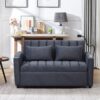 Convertible Sofa Bed Loveseat Sofa With Three USB Ports, Two Side Pockets, Two Cup Holders And 360° swivel Phone Holder For Living Room - Blue Gray - Image 9