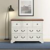 Farmhouse 7 Drawers Dresser, Rustic Chest With Natural Texture, Antique - Antique Brown / White - Image 2