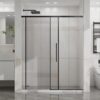 Sliding Shower Door With Easy Clean Coating, Semi Frameless 60" X 72", 6mm Tempered Glass - Matte Black - Image 8