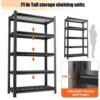Garage 5 Story Shelf, Capable Of Accommodating 2500 Lbs, Adjustable Shelf - Black - Image 9