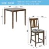 5 Pieces Dining Table Set, Wooden Dining Square Table Set For 4, Counter Height Kitchen Table Set With Square Table And 4 Upholstered Chairs For Small Space - Walnut - Image 3