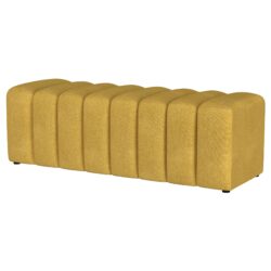 Upholstered Tufted Accent Bench With Round Legs - Mustard Yellow