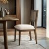 Armless Dining Chair With Cane Back Fabric (Set of 2) - Brown - Image 7