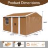 Heavy Duty Storage Shed With Windows, Lockable Door & Ventilation - Brown - Image 3