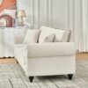 3 And 2 Seater Sofa With Rolled Arms And Nailhead Trim Upholstered Couch With Legs - Beige - Image 9