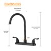 Kitchen Sink Faucet With 2 Handles, 3 Hole Installation - Matte Black - Image 3