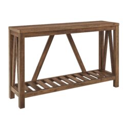 Farmhouse A Frame Entry Table With Lower Shelf - Rustic Oak