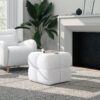 Pixel - Oversized Square Tufted Pouf Ottoman - Almond White - Image 5