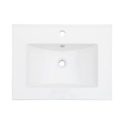 Premium Rectangular Vanity Top With Single Faucet Hole And Overflow - White