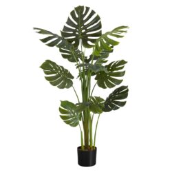 55" Tall, Artificial Plant, Monstera Tree, Indoor, Faux, Fake, Floor, Greenery, Potted, Real Touch, Decorative - Green / Black