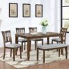 6 Pieces Kitchen Dining Set, Rectangular Wooden Dining Table With 4 Upholstered Chairs And A Bench - Walnut - Image 2