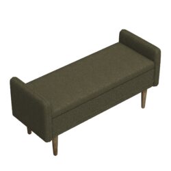 Teddy Velvet Storage Stool With Ample Storage Space Rubber Wood And Sponge - Green