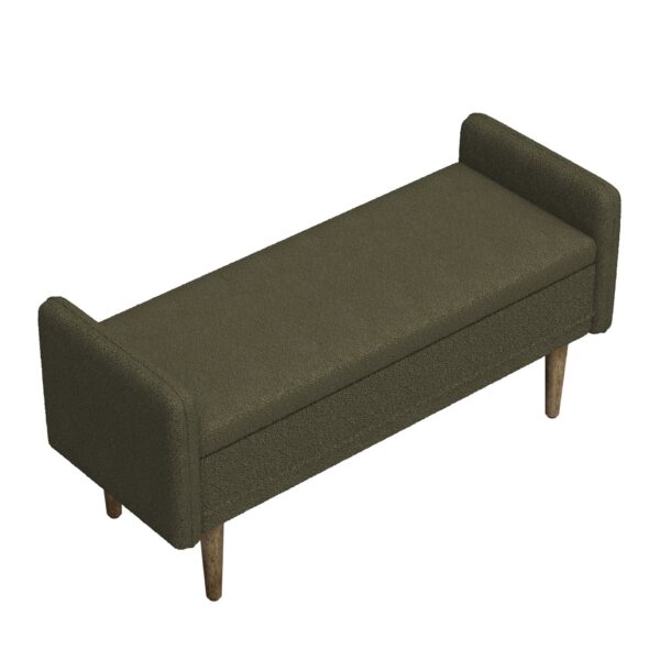 Teddy Velvet Storage Stool With Ample Storage Space Rubber Wood And Sponge - Green
