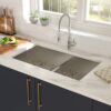 36" X 19" Double Bowl Undermount Sink With 2 10" Deep Basins - Brushed Nickel - Image 4