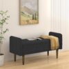 Teddy Velvet Storage Stool With Storage Space For Apartments Living Rooms Bedrooms Rubber Wood Sponge Linen - Black - Image 4