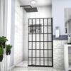 Frameless Fixed Shower Door, Open Entry Design - Matte Black - Image 4