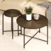 Coffee And End Table Set Waterproof Cover, Distressed Cylindrical Design, Legs Classic Rustic Charm (Set of 2) - Walnut Brown - Image 7