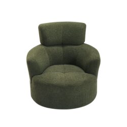 360 Degree Swivel Upholstered Accent Barrel Chair With Adjustable Headrest Berber Fleece - Green