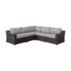 5 Piece Rattan Wicker Sectional Patio Set With Comfortable Cushions - Brown Mix / Gray - Image 6