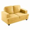 Modern Loveseat, Comfortable 2 Seater Couch With Deep Seating, Loose Back Cushions, Wide Arms - Mustard Yellow - Image 10