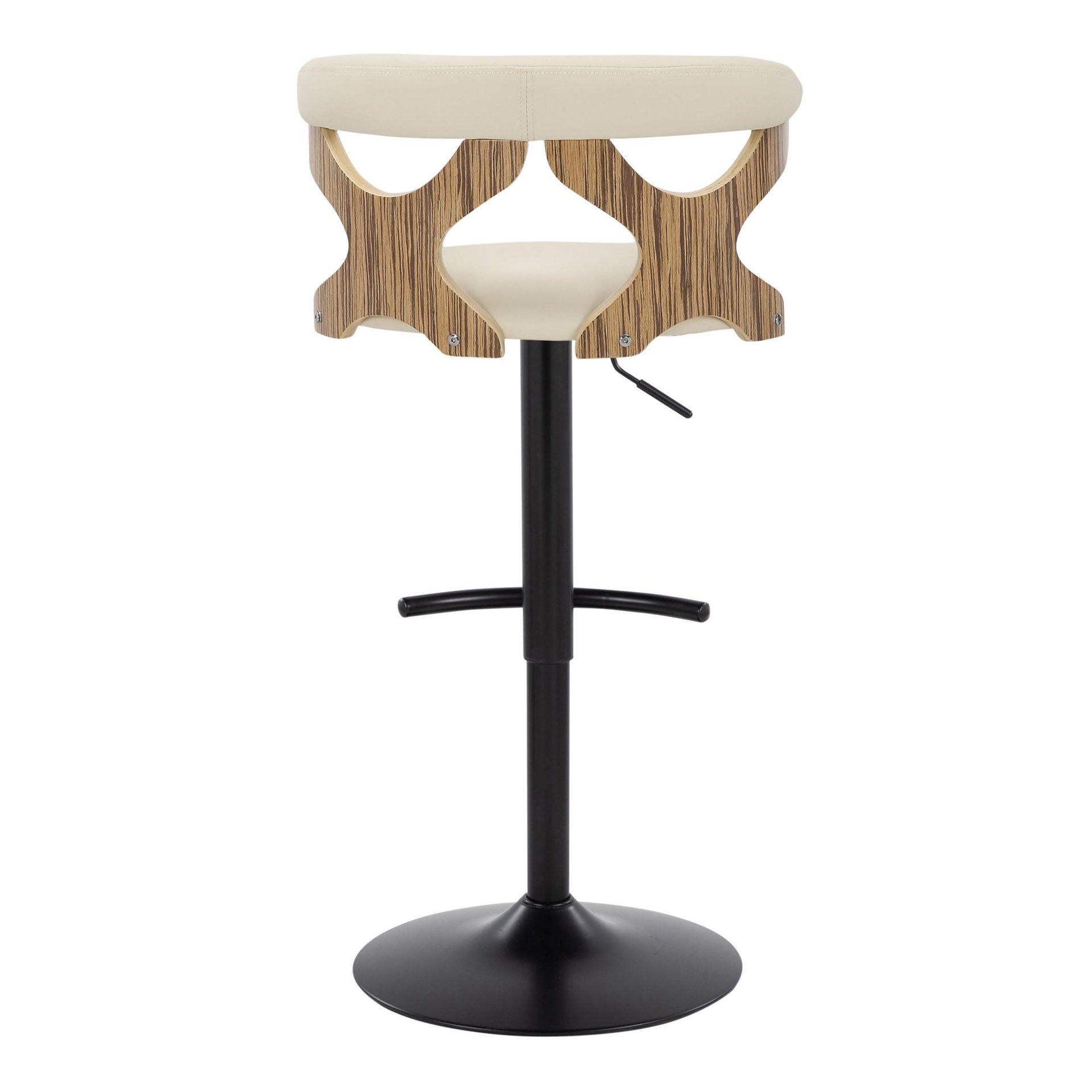 Gardenia - Contemporary Adjustable Barstool With Swivel And Rounded T Footrest (Set of 2) - Chrome / White - Image 5