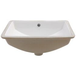 Rectangular Undermount Bathroom Sink With Overflow, 21" X 14" - White