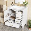 Bathroom Vanity With Sink, Soft Close Door, Built In Shelf Multiple Drawers - White - Image 5